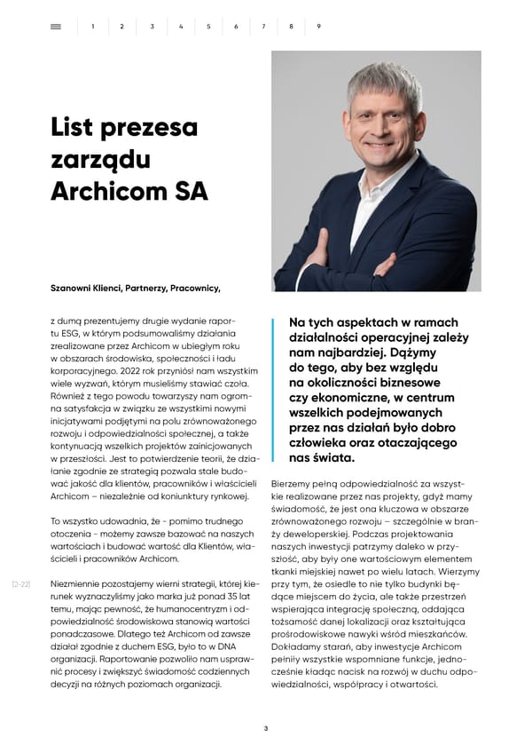 Raport Zrównoważonego Rozwoju Archicom 2022 - Page 3